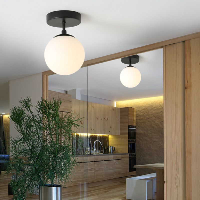 Modernism black Ceiling Light glass Flush Mount Lighting for Hallway