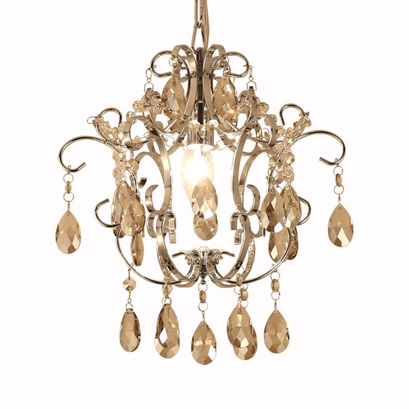 Geometric Pendant Light Crystal Modern 1 Head Ceiling Chandelier with 16" Adjustable Chain in Chrome