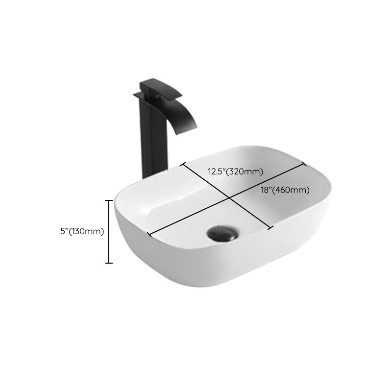 Modern Bathroom Sink Porcelain Rectangular Pop-Up Drain and Drain Assembly Basin Sink