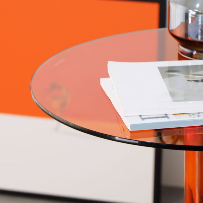 Contemporary Glass Pedestal Round Living Room Glass Top Side Table