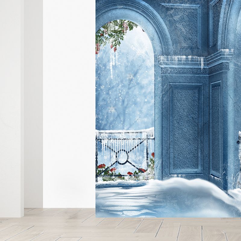 Contemporary Arched Door Mural Decal Blue Dining Bedroom Wall Decor, Personalized