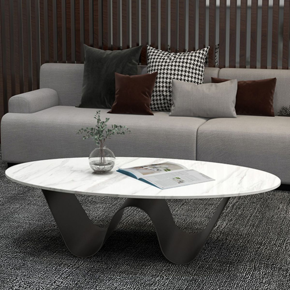 Glam Abstracts Cocktail Table Oval Coffee Cocktail Table for Home