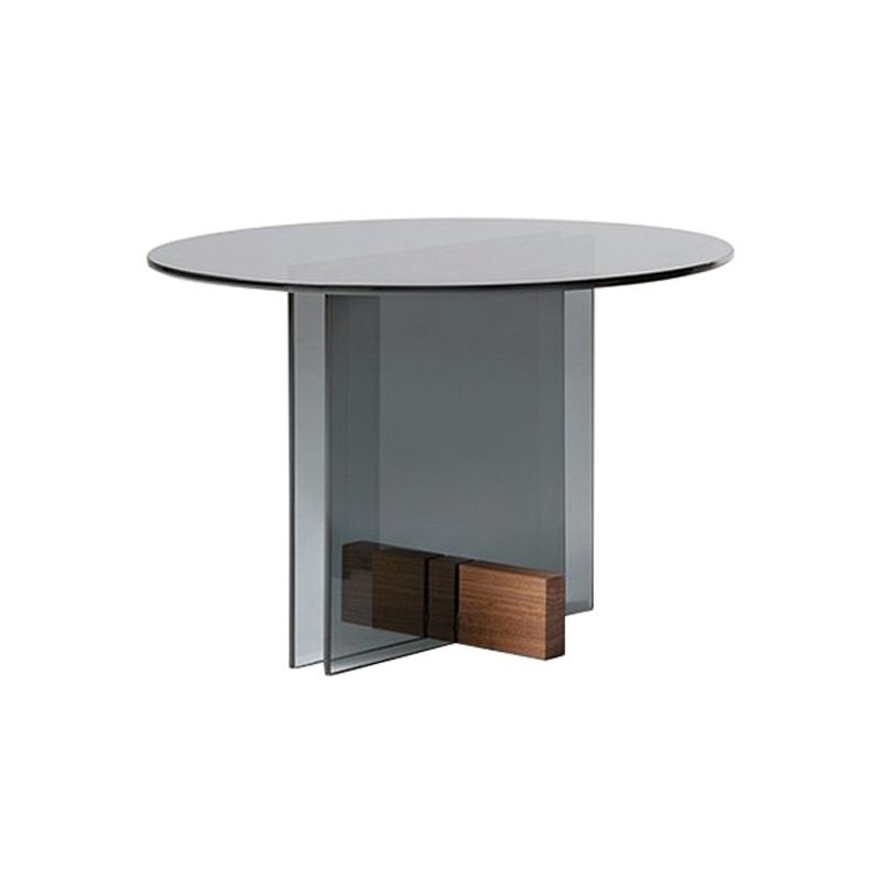 Living Room End Table Modernistic Round Abstract Glass Side Table