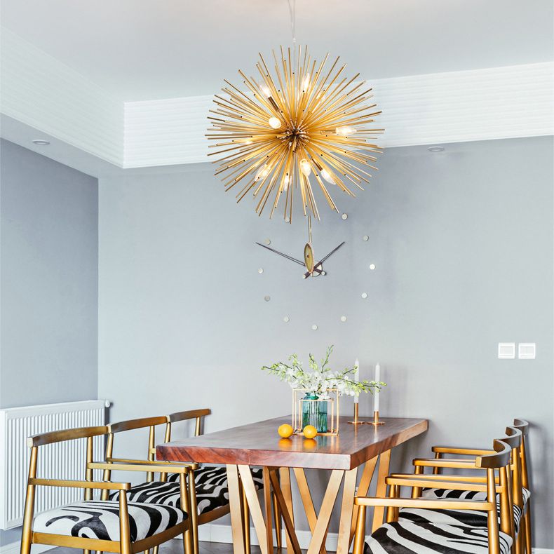 Simplicità post-moderna a 12 luci lampadario in alluminio dorato in alluminio a forma di lampada a sospensione creativa a forma di ristorante per il ristorante