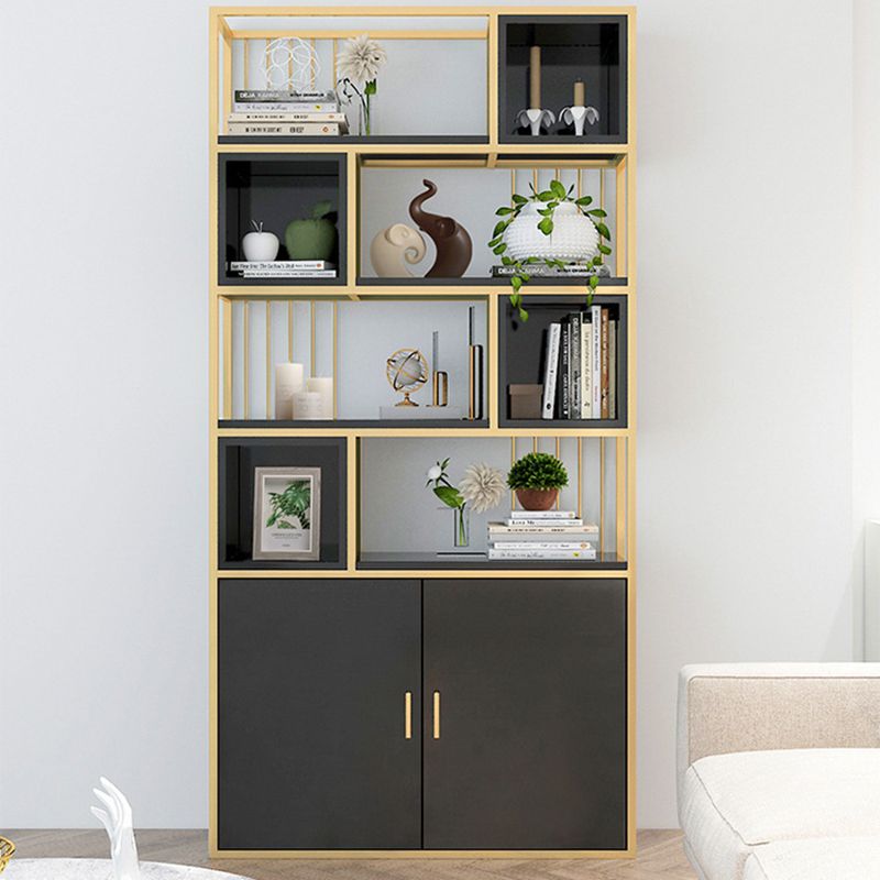 Glam Metal and Wood Shelf Bookcase Open Floor Book Shelf for Home