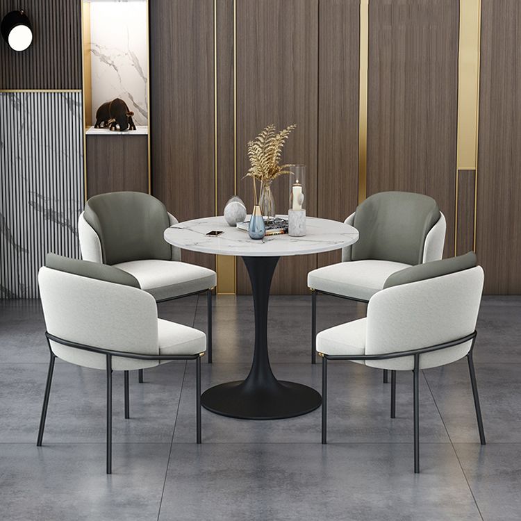 Round Dining Table Set with Padded Chairs 1/4/5 Pieces Faux Marble Dining Set for Home