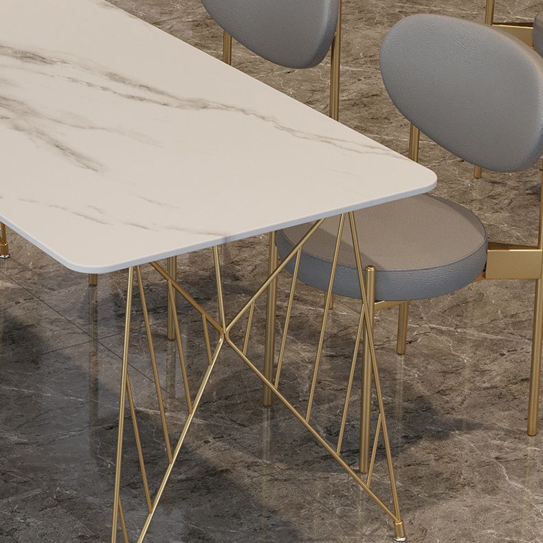 White Stone Top Dining Table Set 1/2/5 Pieces Contemporary Indoor Dinette Set