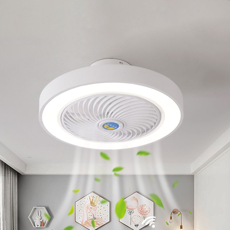 Trommeldecke Lüfter Licht Nordic Metall LED Schlafzimmer Halbflush Licht mit Fernbedienung