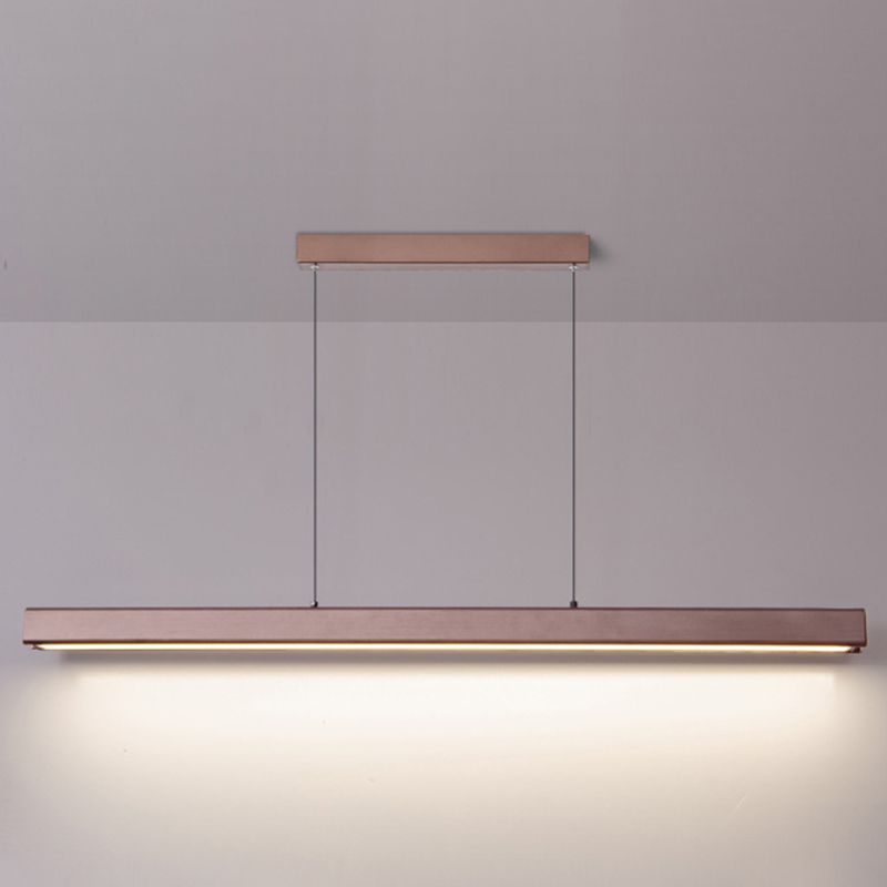 1-Light Acrylic Island Hanging Light, Minimalist Indoor Linear Pendant Light in Brown