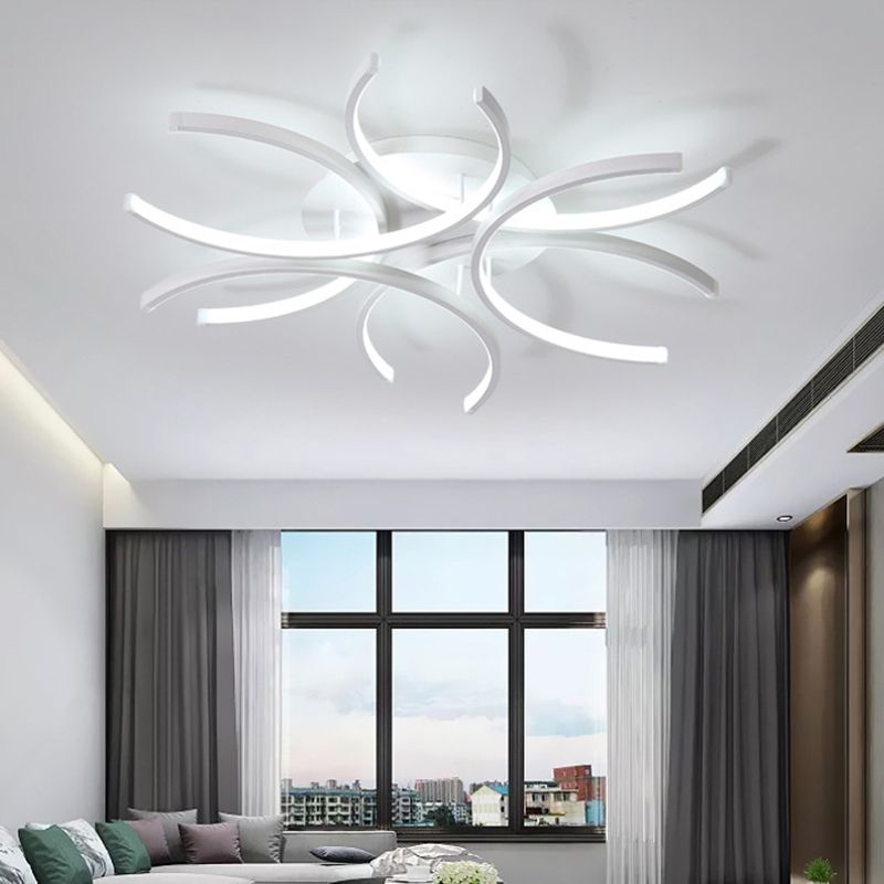 23.5"/31.5" W Curved Close to Ceiling Lamp Modern Acrylic LED White Semi Flush Mount Lighting in Warm/White Light
