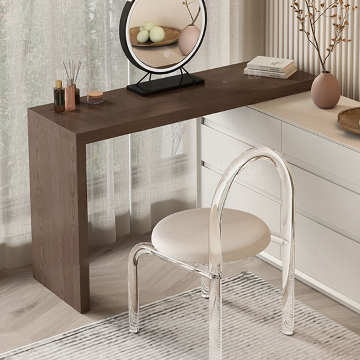 Traditional Makeup Vanity Desk Wooden Bedroom Make-up Vanity with Drawer