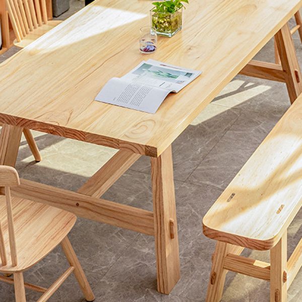 Rectangle Dining Table Contemporary Style Solid Wood Dinner Table for Home Kitchen