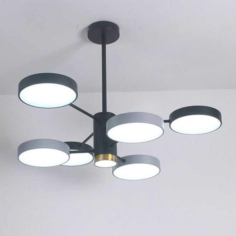 Round Shape Chandelier Modern Macaroon Iron Down Lighting Pendant for Living Room