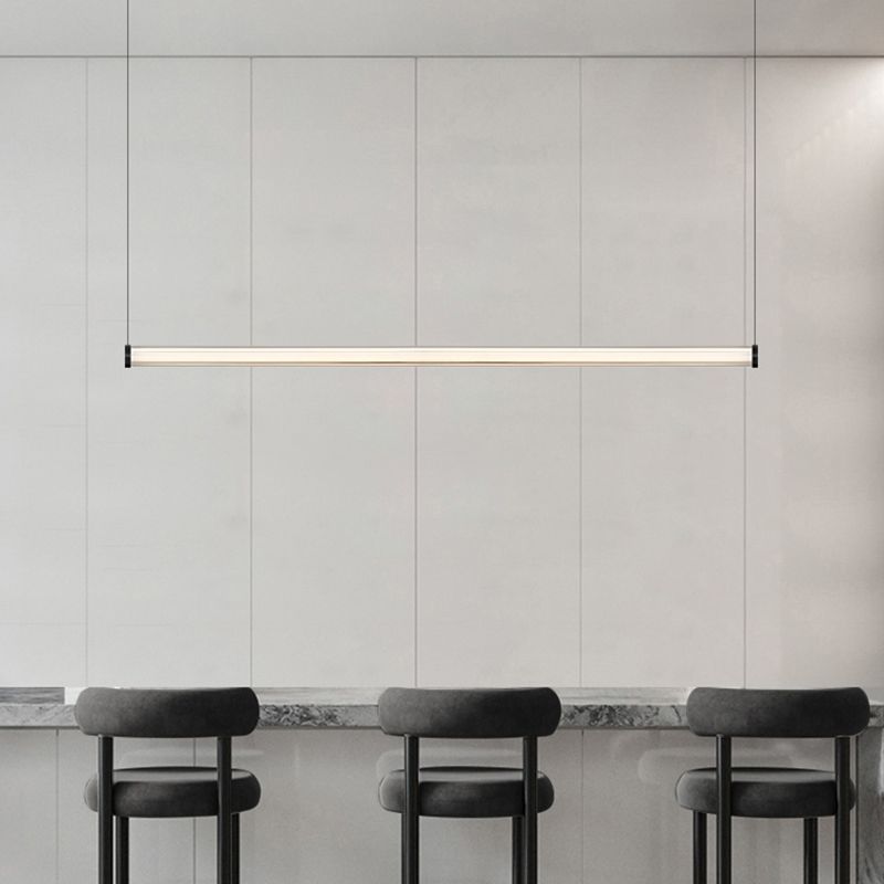 Contemporary Kitchen Island Fixture Glass Cylinder LED Pendant Ceiling in Clear