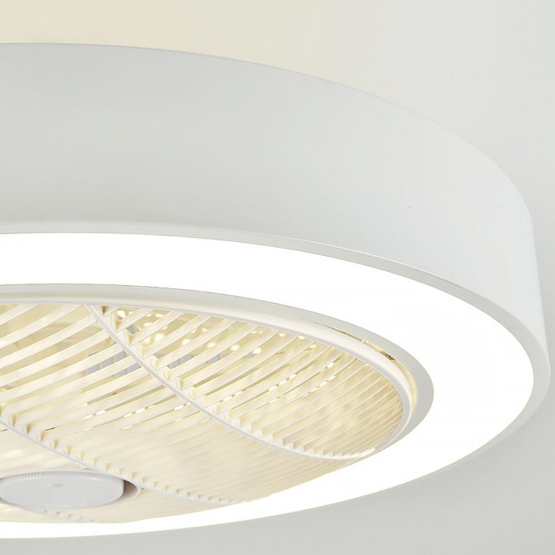 Modern Concise LED Ceiling Fan Light Lacquered Iron Circular Macaron Ceiling Fans with Acrylic Shade