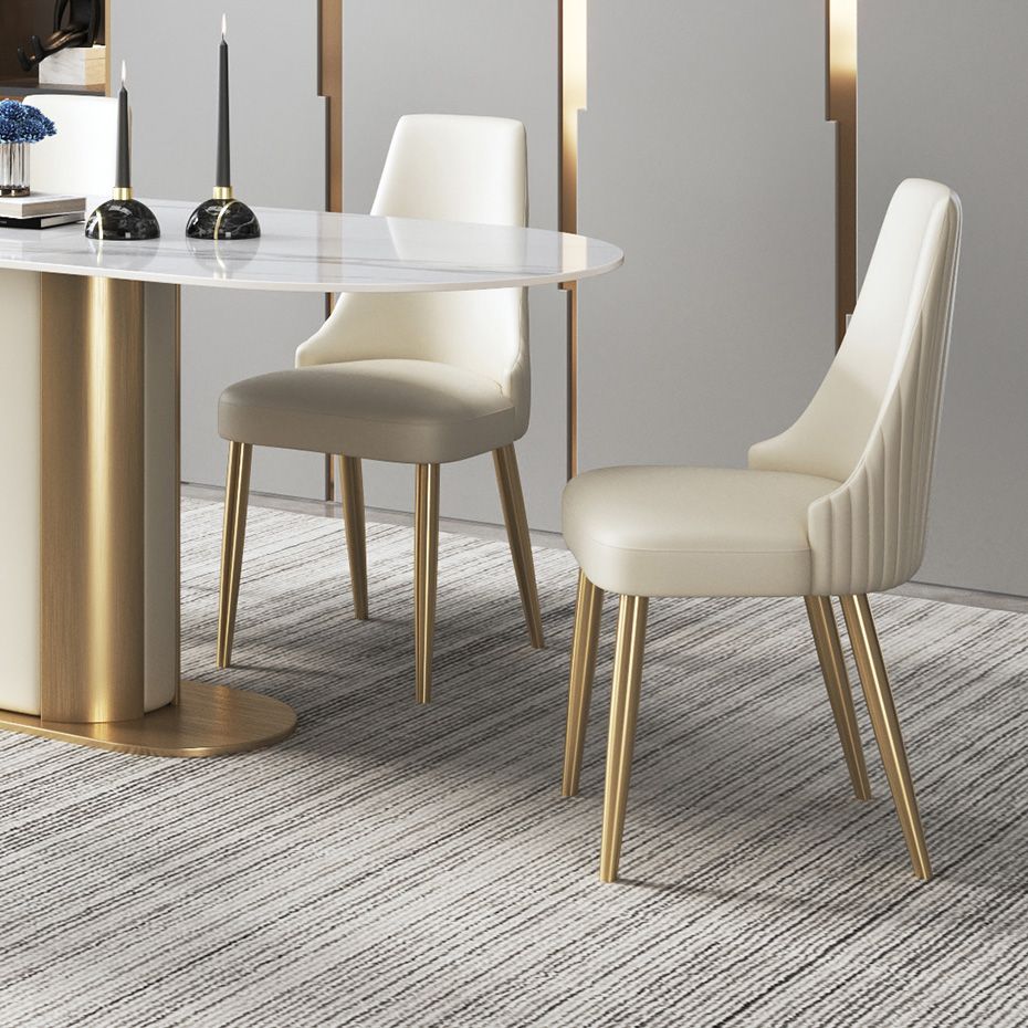 Upholstered Armless Dining Chairs Glam Metal Kitchen Dining Side Chair