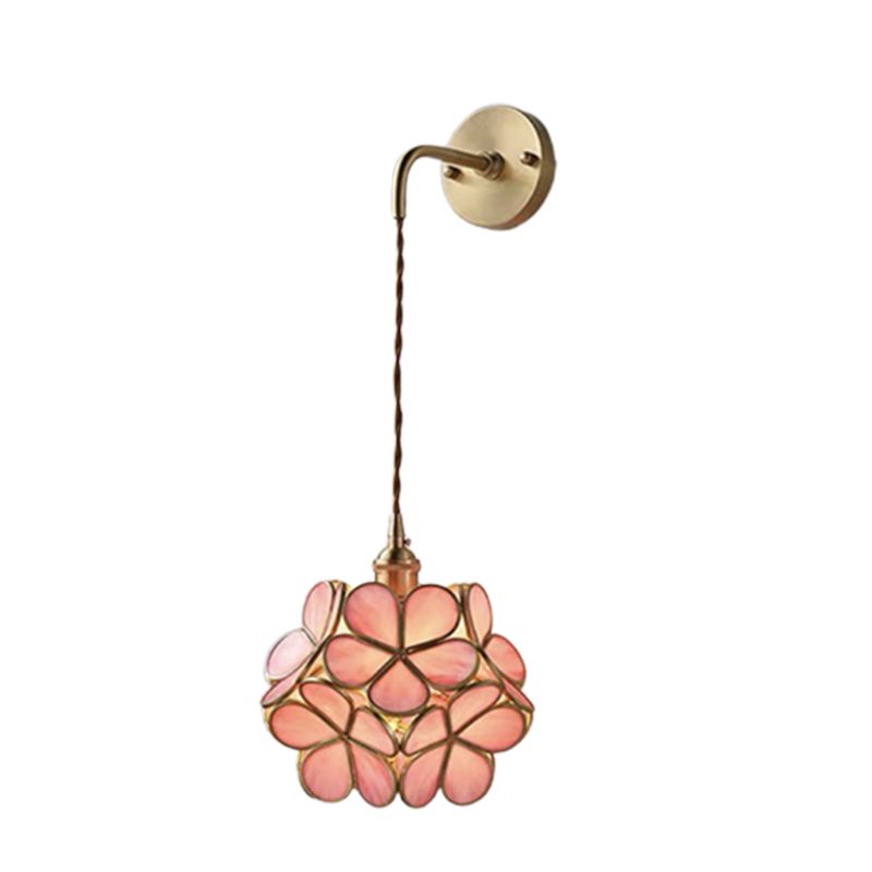 Modern Flower Sconce Glass 1-Light Sconce Light Fixture for Bedroom