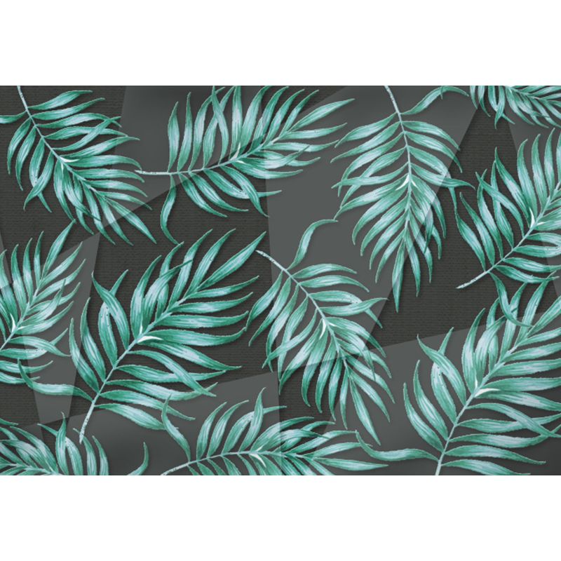 Giant Tropical Mural Wallpaper in Green Palm Leaves Wall Covering, Custom Printed