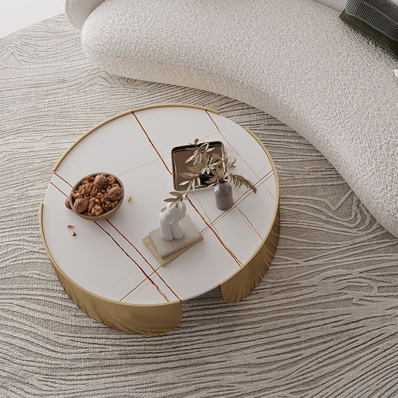 Dia 35.4" Round Cocktail Table Glam Slate Top 1 Single Coffee Table