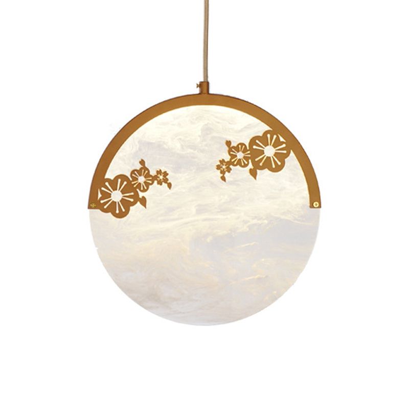 Flower/Leaf Acrylic Hanging Pendant Classic 1 Light Living Room Suspension Light in Gold