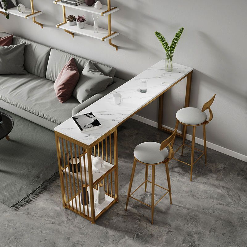 1/3/7 Pieces Rectangular Bar Table Set Modern Marble Milk Tea Shop Table with Bar Stools