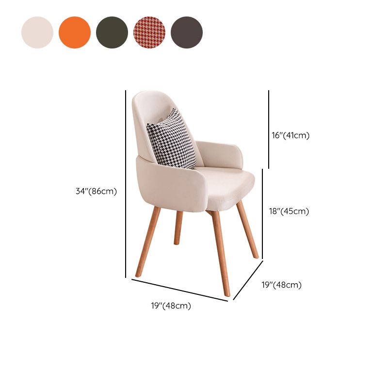 Modern Style Arm Chair Upholstered Dining Chair with Wooden Legs