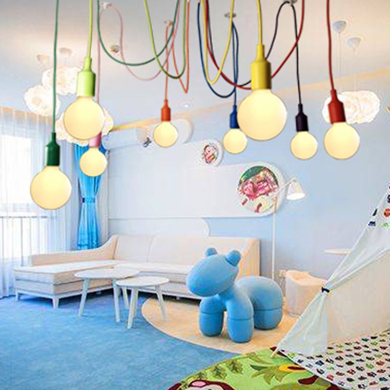 Colorful Edison Bulb Pendant Lamp Loft Style Metal 8-Head Clothing Store Hanging Light