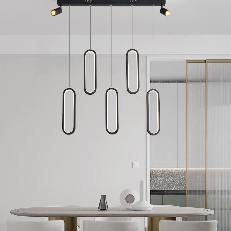 Contemporary Style Linear Island Lighting Metal Island Lighting in Black