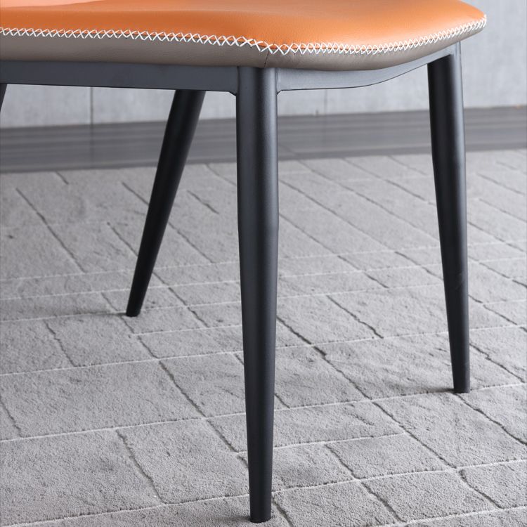 Industrial Upholstered Faux Leather Chair Wingback Side Chair with Metal Legs