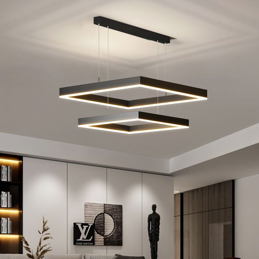 Modern Dining Room Lighting Multiple Squares Chandelier Lighting Fixtures