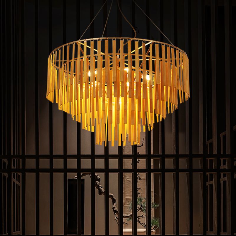 Minimalist Bamboo Pendant Lighting Fixture Dining Room Ceiling Chandelier