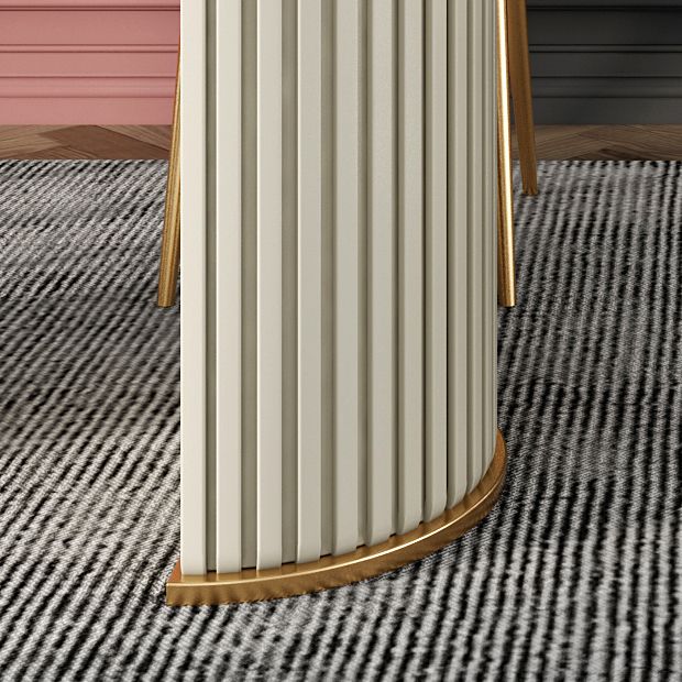 Modern Sintered Stone Oval Table Dining Table with White/Orange Double Pedestal