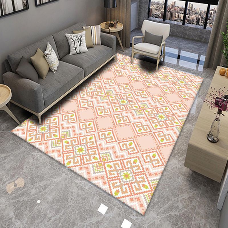 Black Modern Rug Polyester Geometric Print Rug Non-Slip Backing Rug for Drawing Room