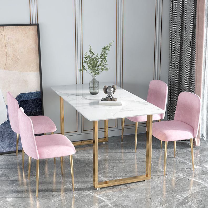Glam 1/2/5 Pieces Dining Set Rectangle Stone Dining Table for Dining Room