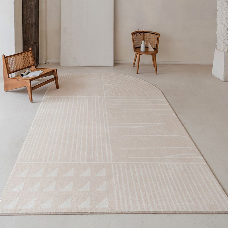 Gray Modern Carpet Polyester Line Carpet Washable Area Carpet for Living Room