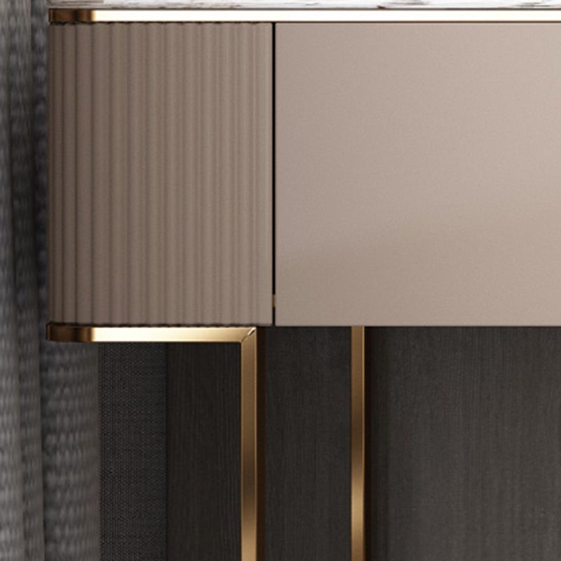 Glam Solid Wood Vanity Makeup Table Set Slate Top Dressing Table