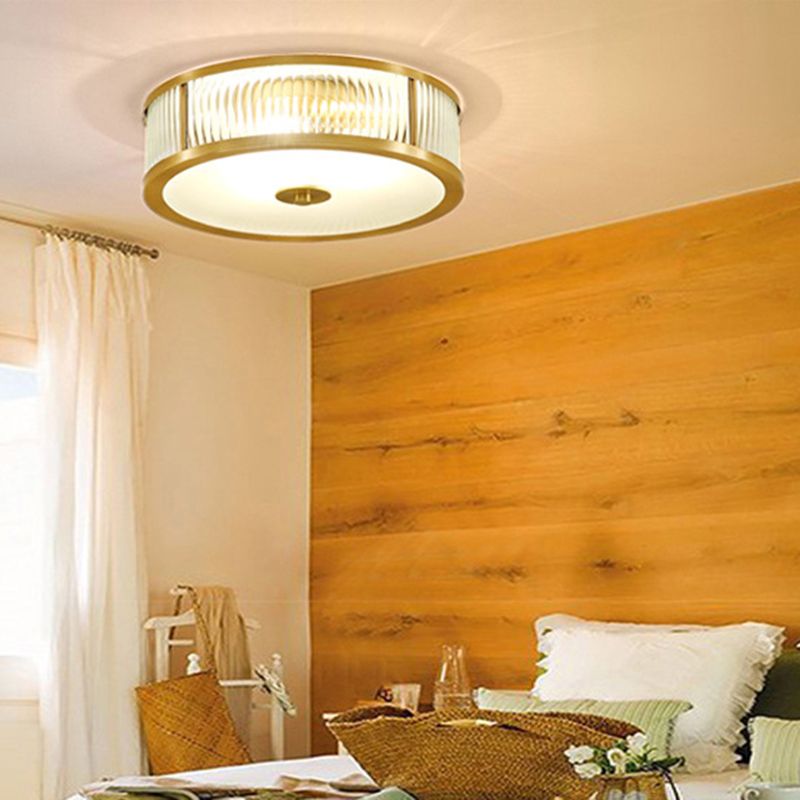 Verre Brass Flush Mount in Colonical Classic Style Copper Circulaire Ceiling Light for Living Room