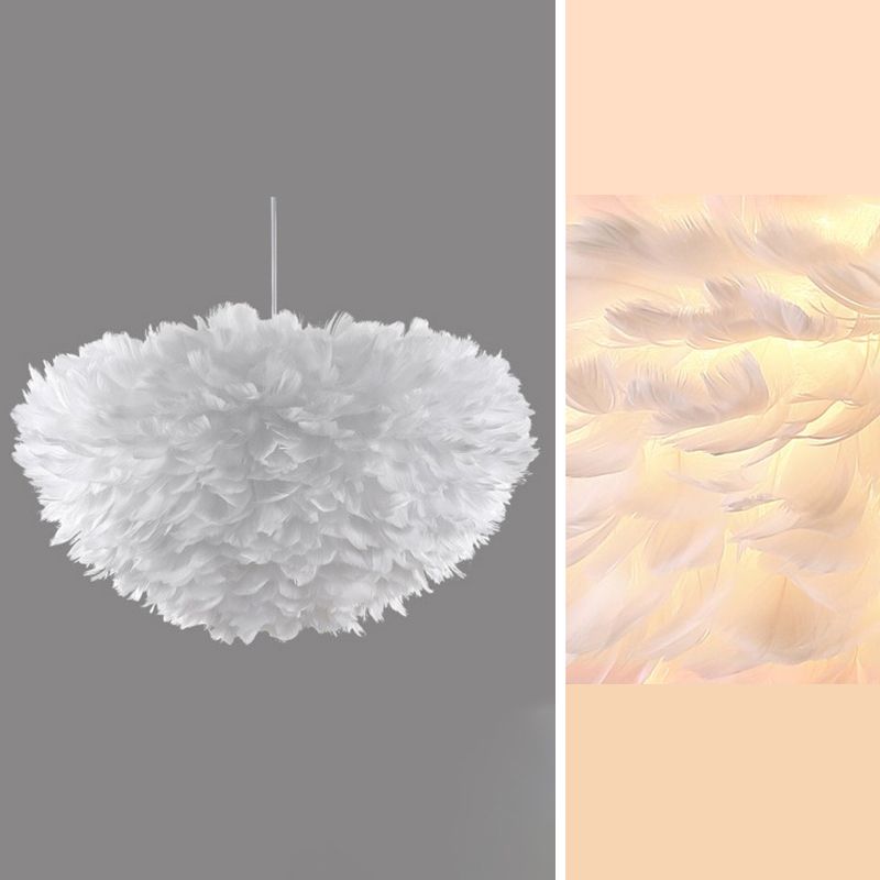 Nordic-Style Shaded Chandelier Pendant Light Feather Bedroom Pendant Lighting Fixture