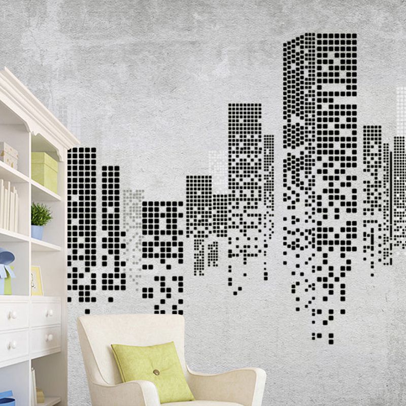 Black and Grey Murals Nordic Building Waterproof Wall Covering for Accent Wall