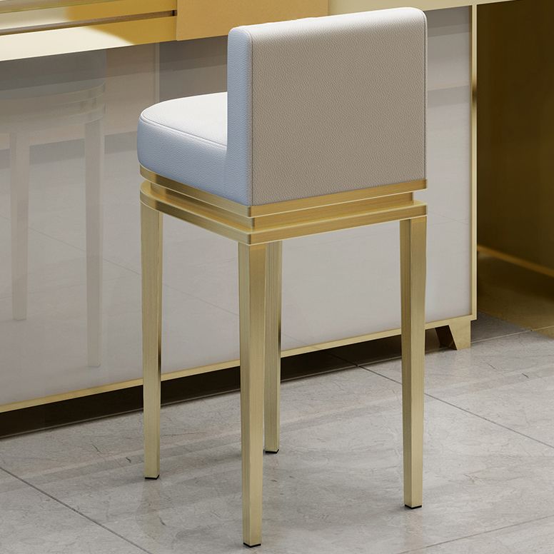 Glam Upholstered Counter Height Stool Metal Bar Stool for Kitchen