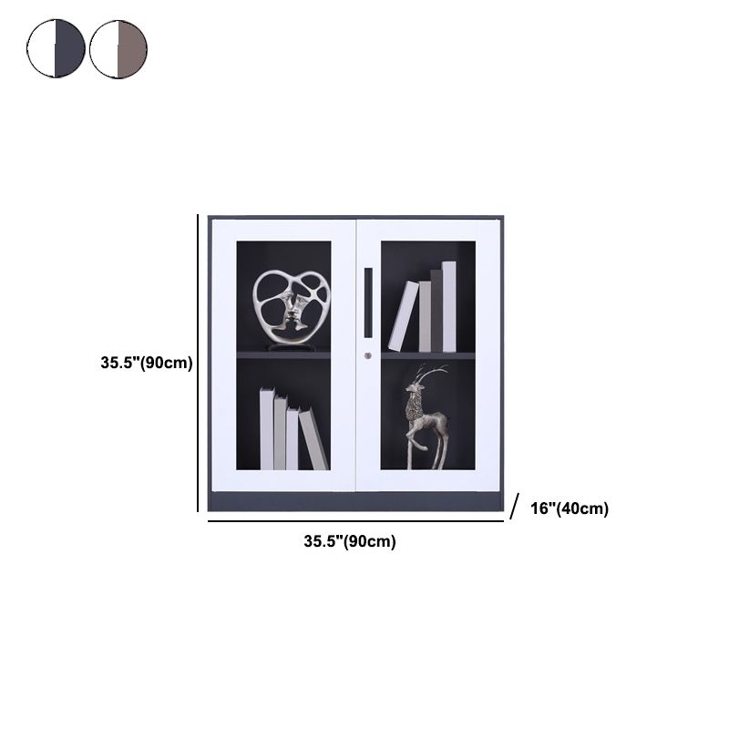 Modern Stainless Steel Bookcase Standard With Doors Shelf for Home Office