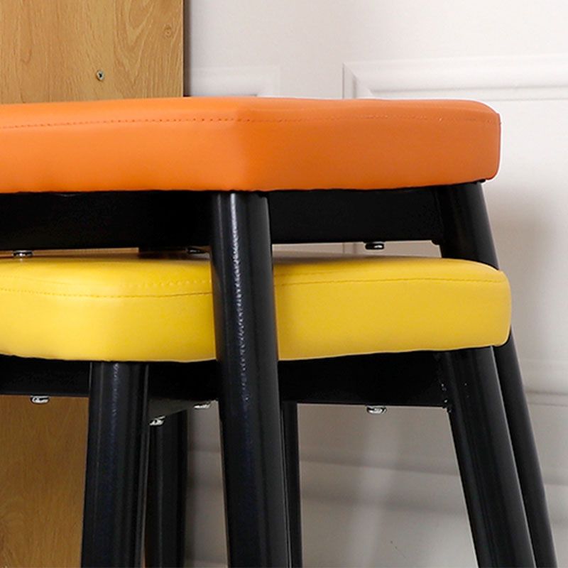 Glam Ottoman Faux Leather Solid Color Square Ottoman with Metal Legs