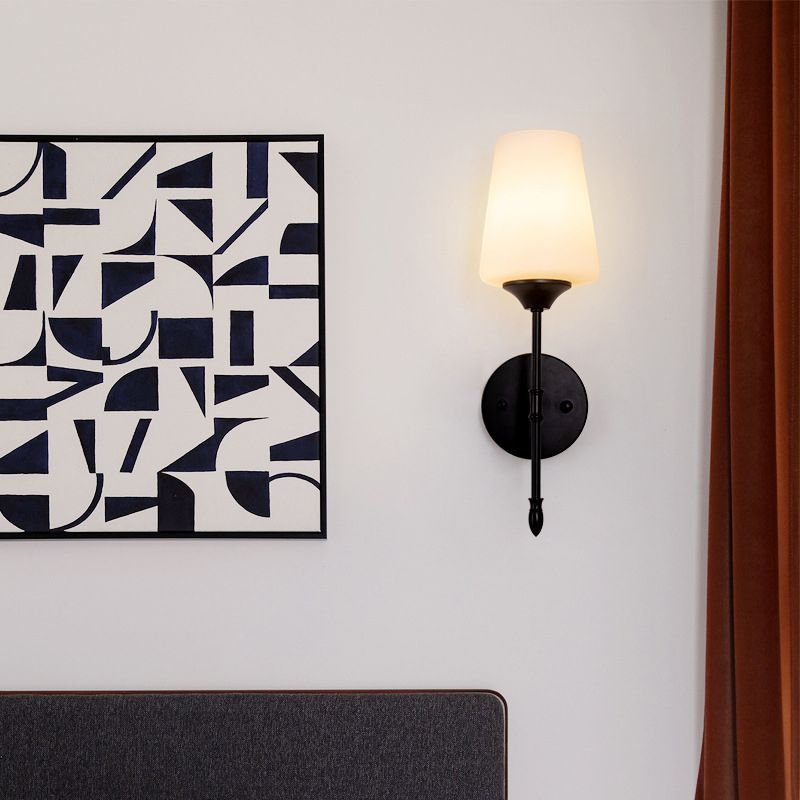 Modern Metal Wall Sconce Minimalist Wall Light with Glass Shade