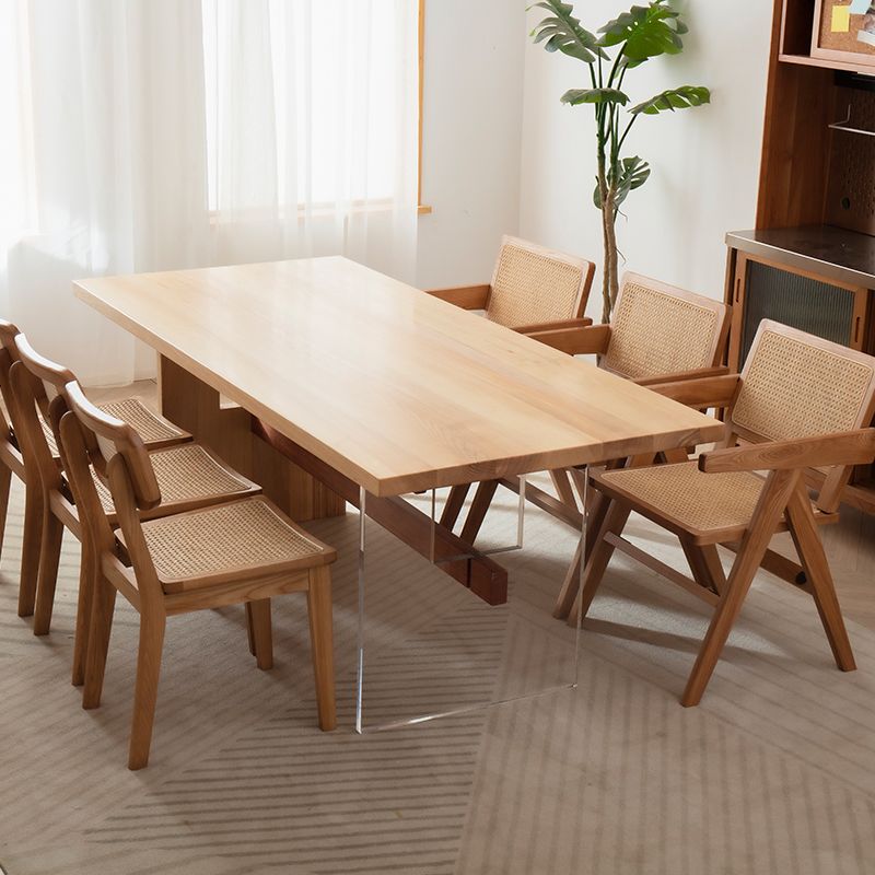 Modern Rectangle Dining Set 1/2/4/7 Pieces Solid Wood Dining Table with Chairs