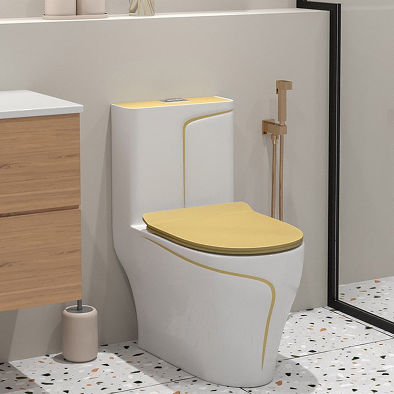 Floor Mount Toilet Traditional Skirted One-Piece Flush Toilet with Slow Close Seat