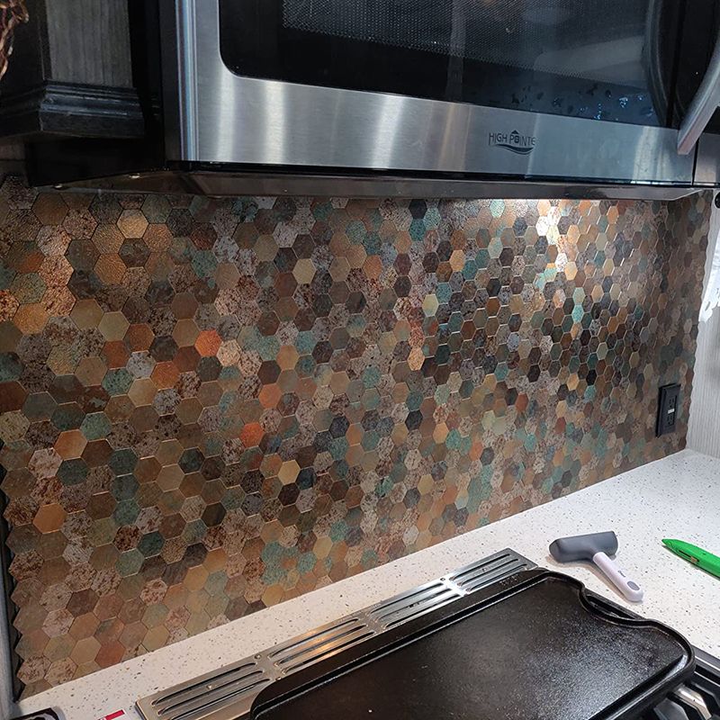 Modern Tile-Peel & Stick Metal Mosaic Tile Hexagonal Peel & Stick Subway Tile