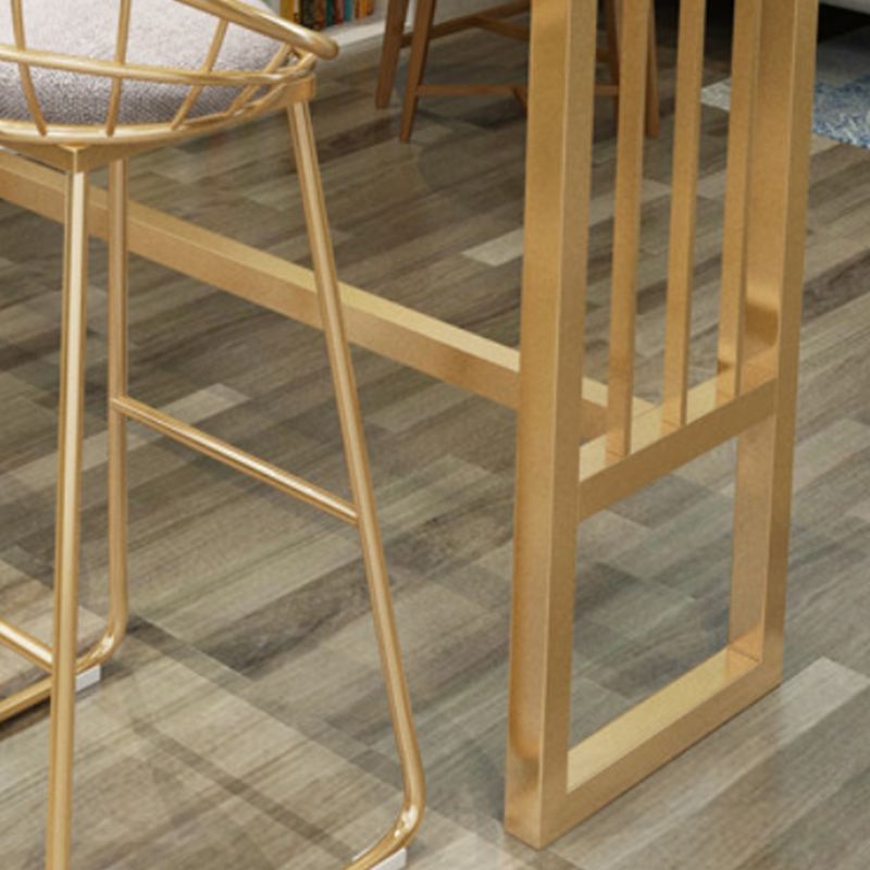 Stone Bar Dining Table Glam Rectangle Bar Table with Trestle Pedestal for Dining Room Cafe