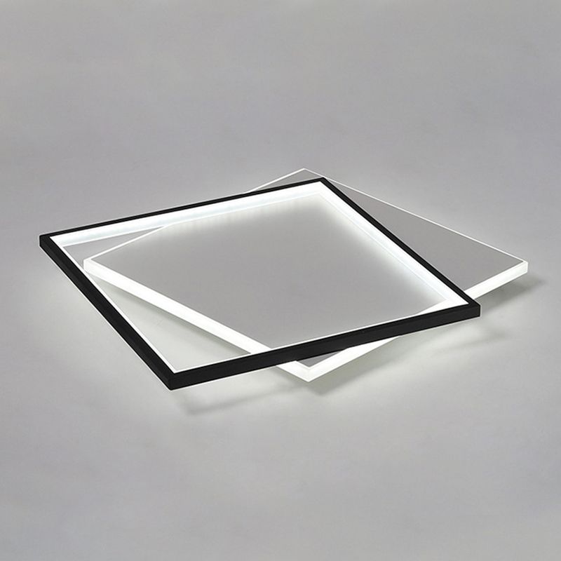 Ultra-thin Flush Mount Lighting Simplicity Metal Black-White LED Ceiling Lamp for Living Room