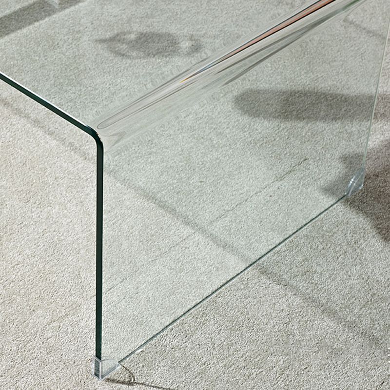 Contemporary Glass Sled Coffee Table Rectangle Cocktail Table