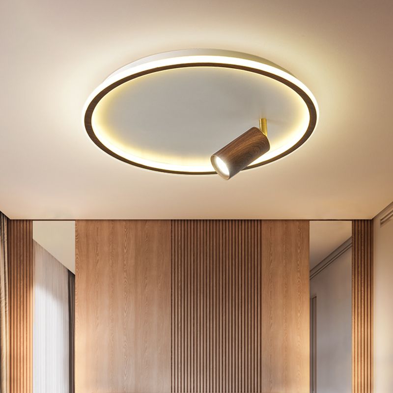 1 Spotlight Minimalism Circle Flush Mount Ceiling Light Aluminum Bedroom Flush Light